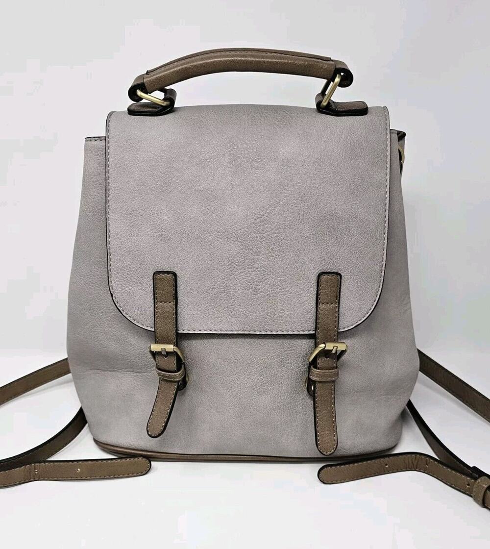 Jen & Co Brooks Backpack Gray Convertible Purse Bag Vegan Leather